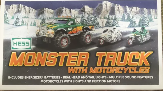 Hess 2007 New In Box  Monster Truck With Two  Motorcycles Collectible