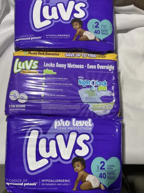 Luvs with Size 2 Ultra Leakguards Diapers, 3/packs Of 40 Diapers 120 Total