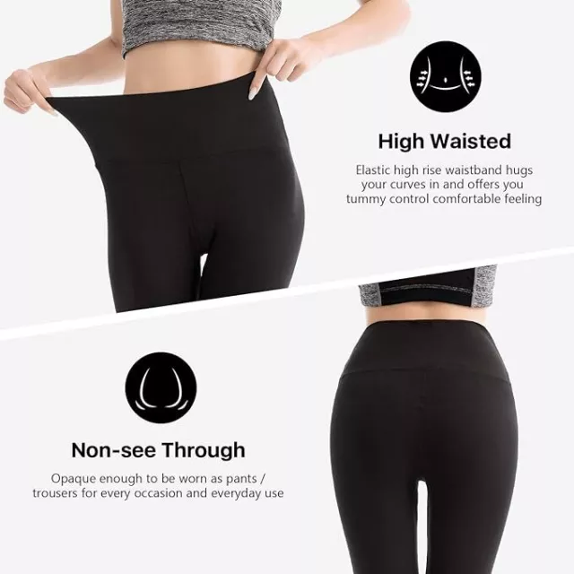 Womens High Waist 2 in 1 Leggings FLEECE LINED Tummy Control Seamless Yoga Pants 2