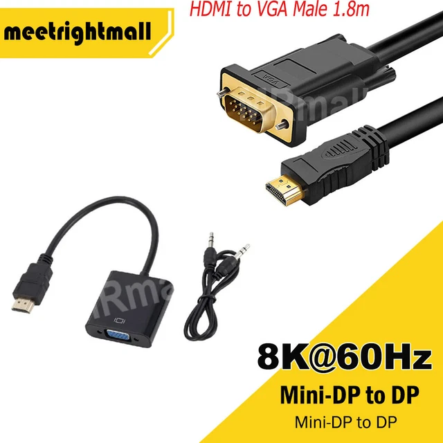 1080P HDMI Male to VGA Male/Female Cable Monitor Lead Converter Laptop Adapter