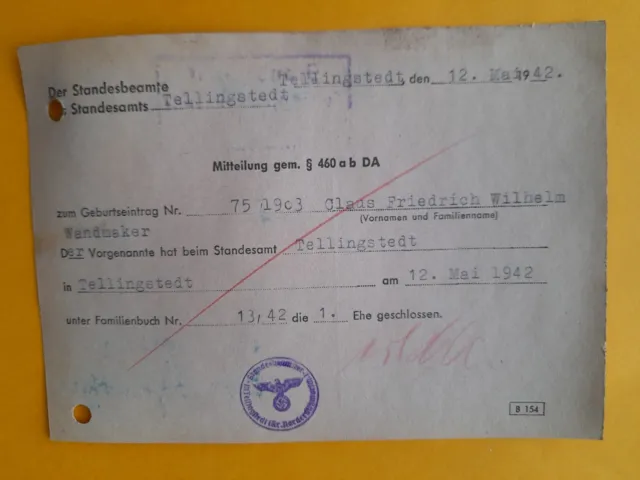 German Registery Office Documents ( Standesamt)  1940  *  1945    73
