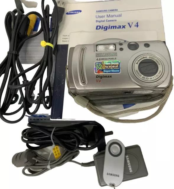 SAMSUNG Digimax V4 Digital Camera, 4 Mega Pixels, Connect Cable, Power Adapter