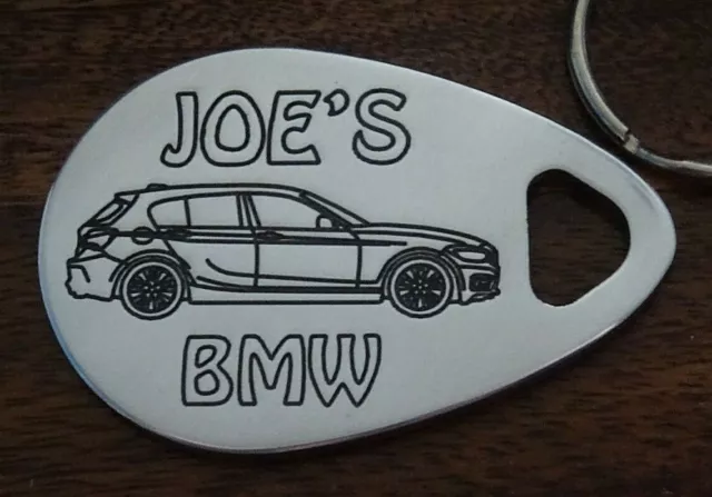 Personalised BMW 1 SERIES car keyring 5 door 2015-19 ANY NAME engraved key fob