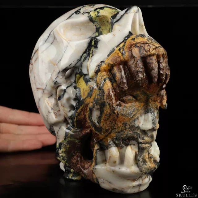 6.2" Hiso Jasper Hand Carved Crystal Skull Fine Art Sculpture, Crystal Healing