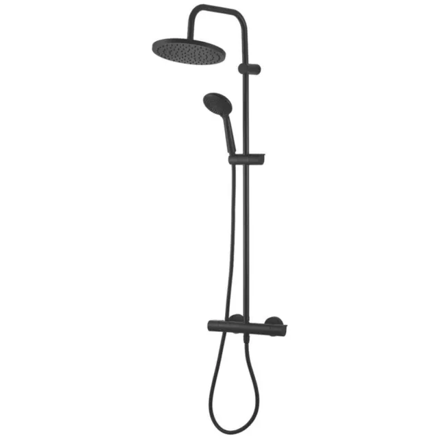 Swirl Rear-Fed Exposed Black Thermostatic Concentric Mixer Shower With Diverter