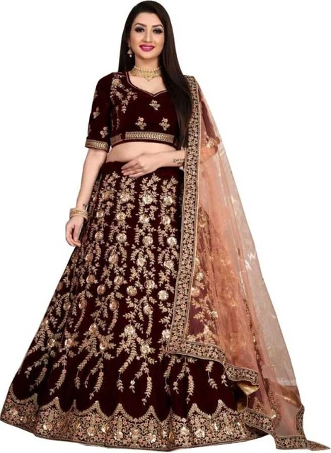 Lehenga Choli Letest Designer Satin Embroidery Work Bridal For Wiomen Ethnic