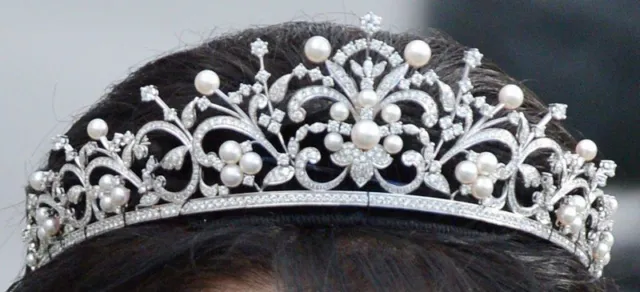 8.11ctNatural Diamant Rond 14K Blanc Perle Or Anniversaire Mariage Crown Diadème