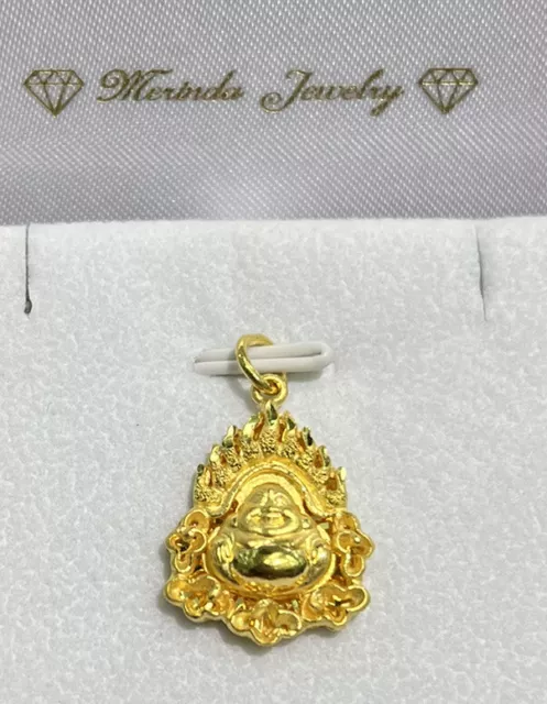 24K Solid Yellow Gold 3D Happy Lucky Buddha Charm/ Pendant, 5.28 Grams