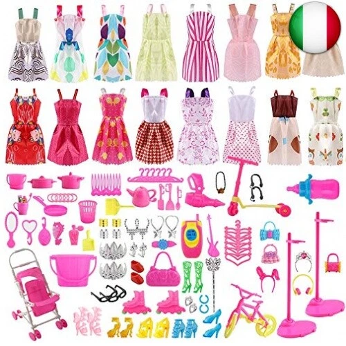 ASANMU 130 Pezzi Vestiti e Accessori per Bambole Dolls, Abito per Dolls Gonna