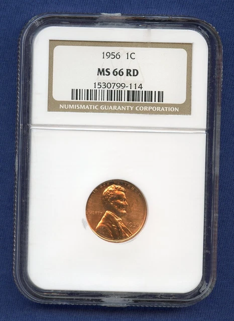 1956 P NGC MS66 RD Lincoln Wheat Cent 1c Penny US Mint 1956-P MS-66 RD