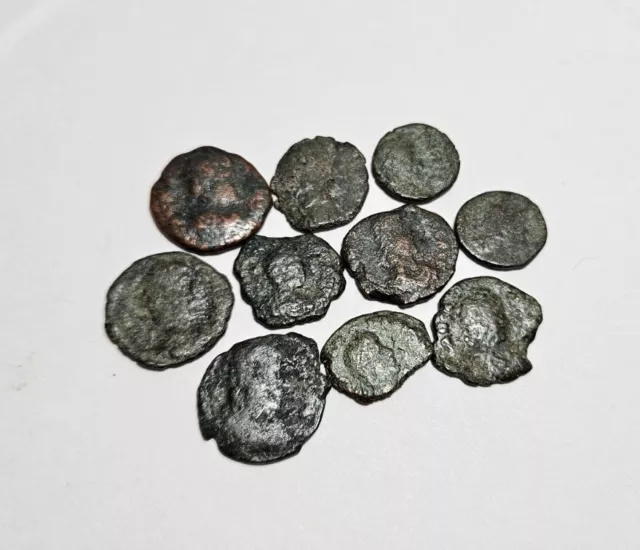 Lot of 10 Ancient Roman Empire Bronze Coins Emperor Bust Ae Low Grade