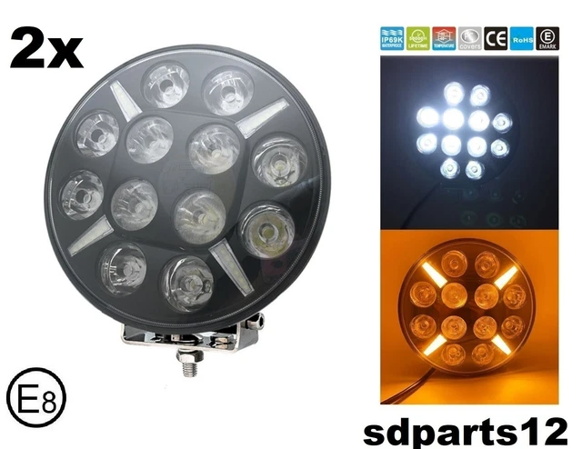 2x Faro Proiettore 120W LED 12000LM Bianco Arancio 12/24V Fuoristrada Camion