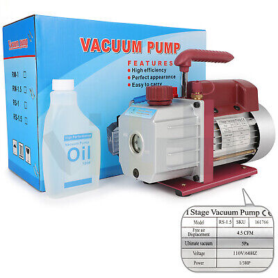 4.5 CFM  Rotary Vane Deep Vacuum Pump 1/3HP 320ML HVAC AC Air Conditioner Tool
