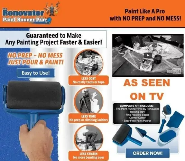 Genuine The Renovator Paint Runner Pro As Seen On TV No More Mess Paint DIY Kit