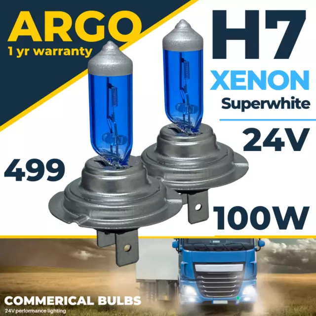 H7 24v Xenón Blanco Faro 100w 477 499 Hid Alta Bajo Camión Hgv Halógena Bombilla