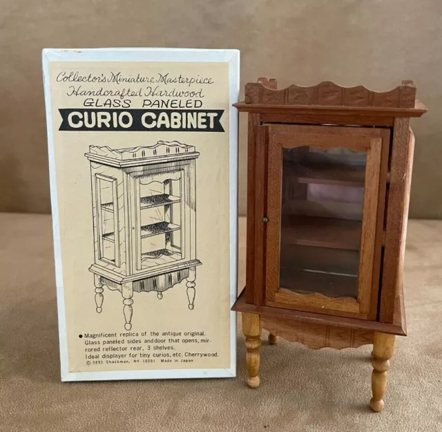 Shackman Curio Cabinet Glass Panels Dollhouse Miniature Wood Vintage furniture