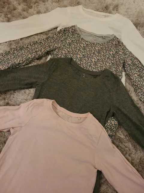 4x Brand New Next Girls Long Sleeve Tops Shirts White Pink Grey Age: 7 Years
