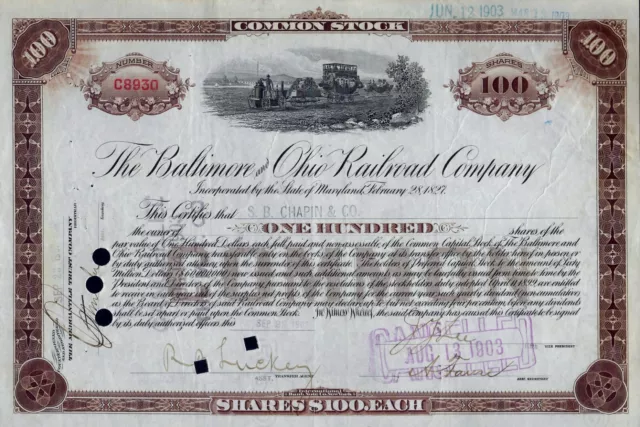 The Baltimore and Ohio Railroad Company, 1902 (100 Shares)