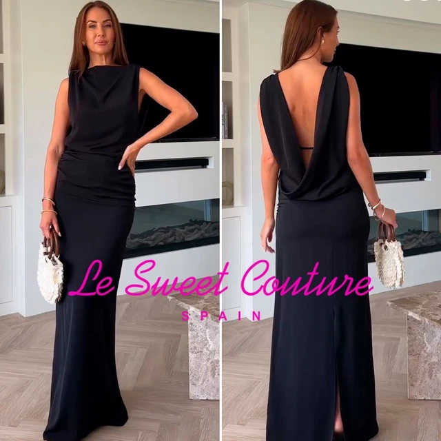 women's black winter dress Montsand Black OPEN-BACK CAPE DRESS main image 0