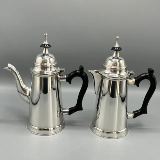 Pair Antique Edwardian Silver Plated Coffee Pot & Hot Water Jug Set Quality EPNS