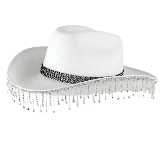TASSELS COWBOY HAT Music Festival Cap Women Photoshoots Flat Top Hat £