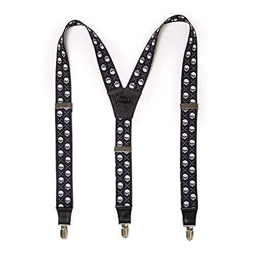 Suspenders The Skulls Black Elastic Wide 1.36 inch | Wiseguy Original