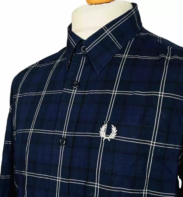 Fred Perry Tartan Shirt - Medieval Blue - XL/2XL - Ska Mod 60s Casuals Scooter