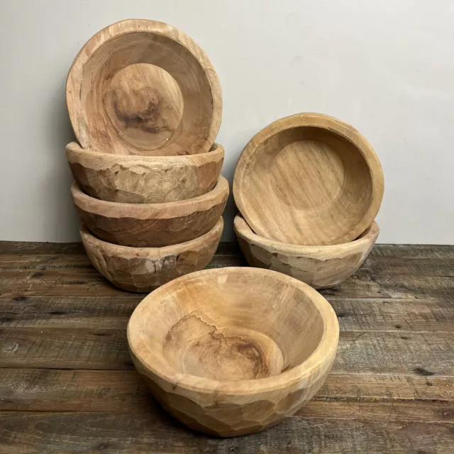 Small Wooden Dough Bowl - Hand Carved Wooden Dish - Rustic Bowl - £18 Each