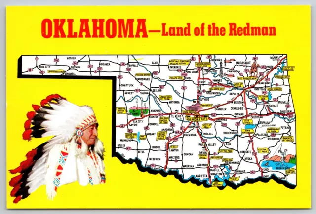 Oklahoma - State Landmarks and Attractions Pictorial Map (6 X 4 in) Postcard