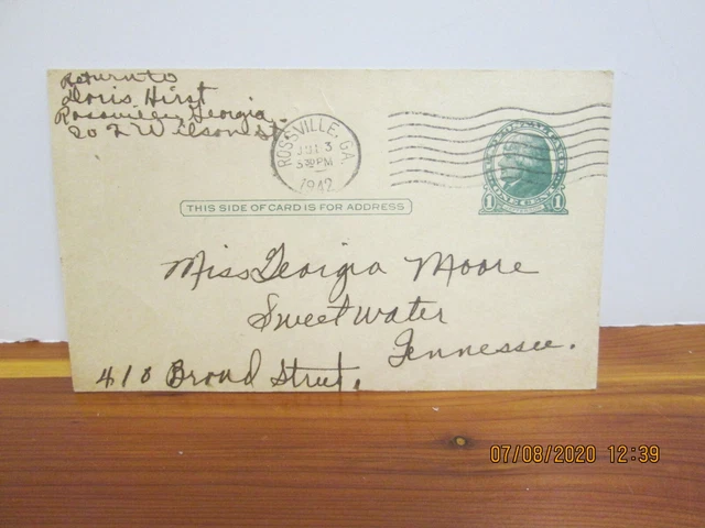 1942 Thomas Jefferson pre-paid 1 cent stamped postcard- Jefferson one cent stamp