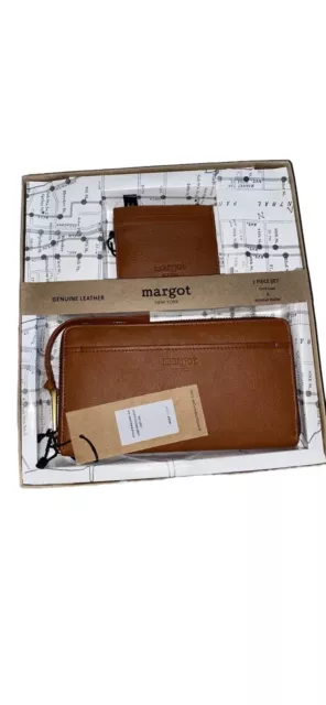 Margot New York leather Gabby Wristlet Wallet & Joyce Card-Case Style# MG3001-CR