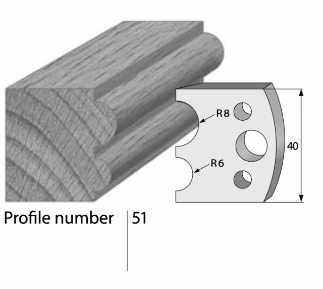 MTL 40mm Euro/Universal Spindle Moulder Profile Knives & Limitors: Nos 51 to 100