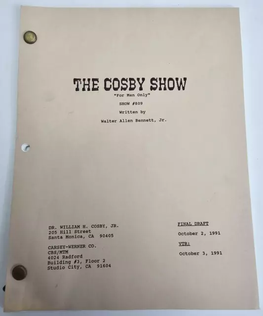 THE COSBY SHOW / Walter Allen Bennet Jr. 1991 TV Script "For Men Only"