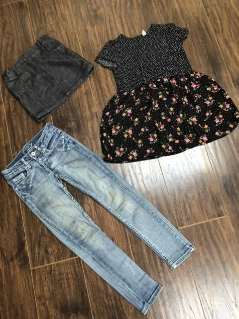 Girls Clothes Bundle Age 7 Years, Jeans, Denim Skirt & Dress
