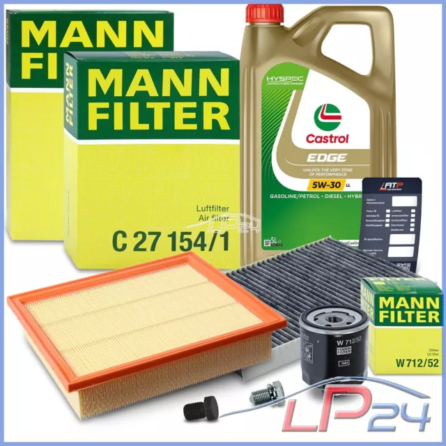 Mann-Filter Kit Filtres À Huile Air Pollen + 5L Castrol Edge 5W-30 Ll 32327995