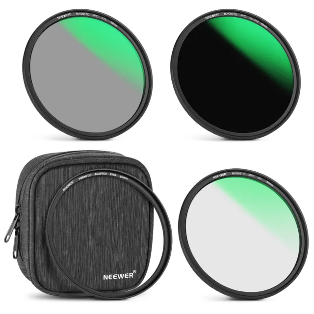 NEEWER 62mm 4-in-1 ND1000+MCUV+CPL+Adapter Ring Magnetic Lens Filter Kit