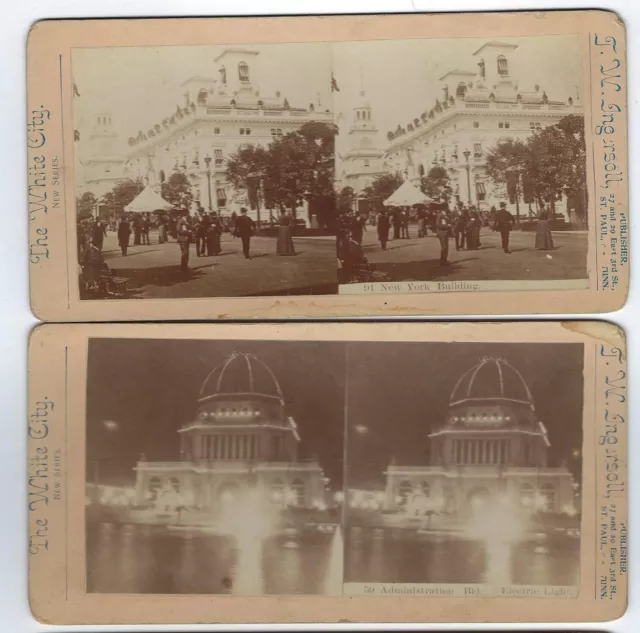 Lot 2 Stereoview White City Expo Photos Chicago Worlds Fair 1893 Exposition