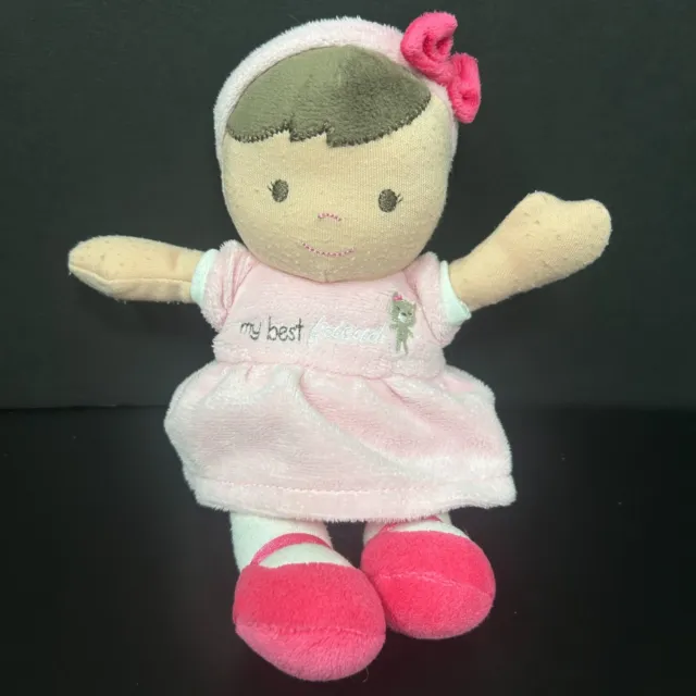 Just One You Carters My Best Friend Plush Soft Doll Pink Dress Brown Hair Rattle