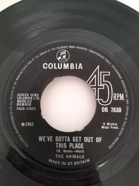 The Animals  - We gotta get out of this place/I can't believe it on Columbia lab