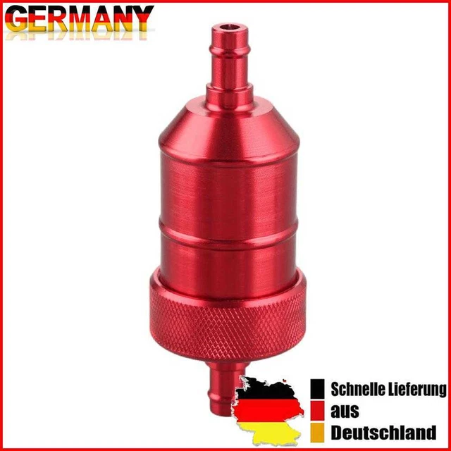 Filtro Carburante 8mm Lega Alluminio Pulitore Benzina per Moto (Rosso)