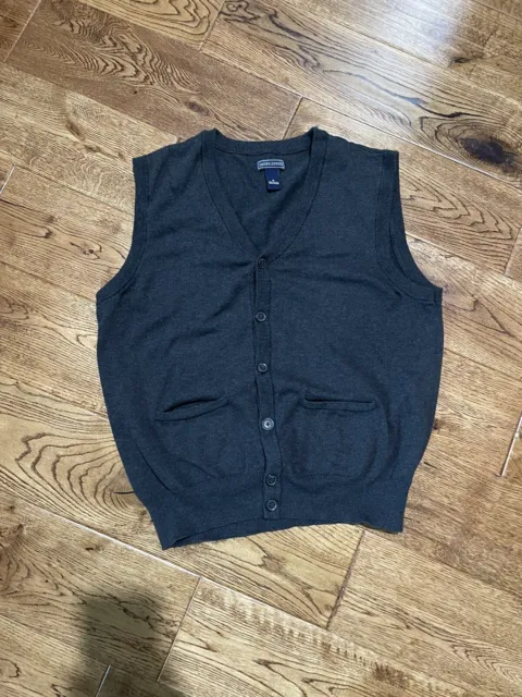 Saddlebred Men's Cardigan Sweater Size M Gray Sleeveless Button Up Knit Vest