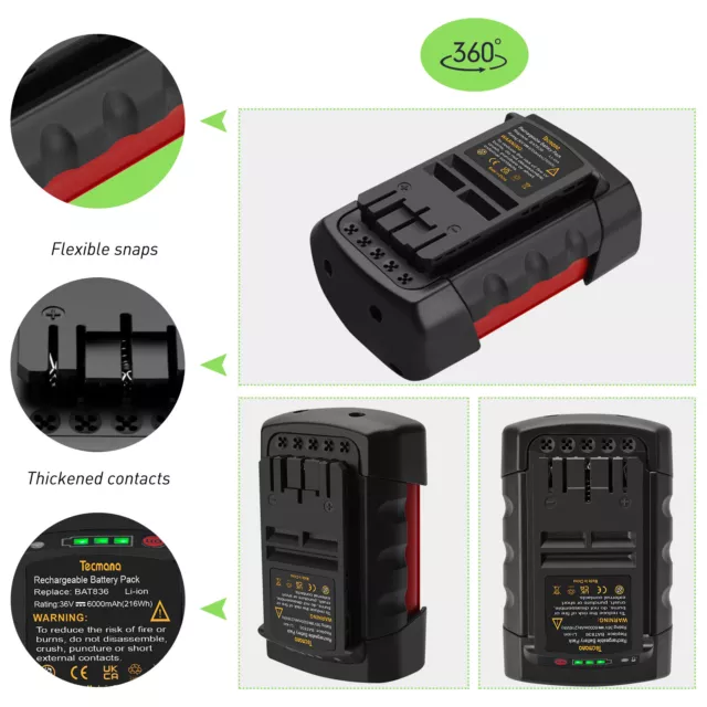 6.0AH 36V Li-ion Batteria per Bosch GSB GSR 36 V-Li GBH 36 VF-Li BAT810 18636-03