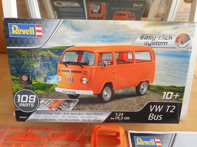 Maquette VW T2 Bus Revell Easy Click 1/24, 100 Pièces, Montage Sans Colle, Débutant
