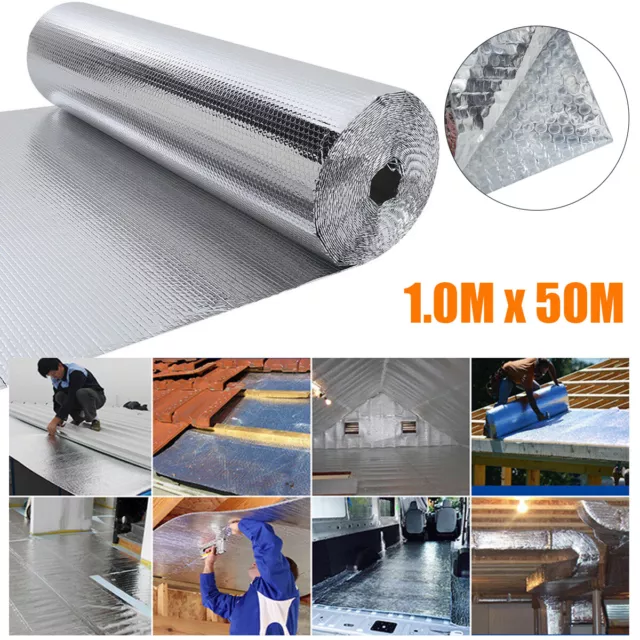 1M Wide 5M-50M Insulation Foil Metal Shed Bubble Aluminium Loft Caravan Wall