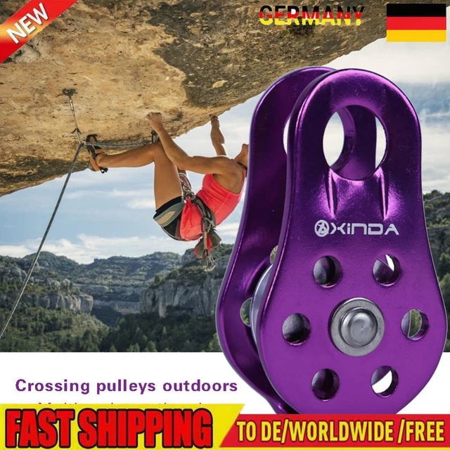 QINGCHU Seilrolle Umlenkrolle 20 kN - Kletterrolle Aluminium Außenlager Heben vo