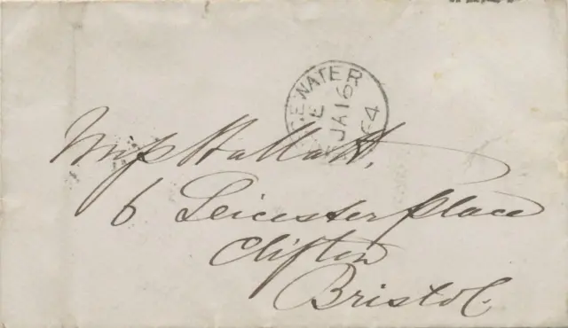 GB 1864 cover BRIDGEWATER to CLIFTON - BRISTOL, NO PAID MARKS FOUND