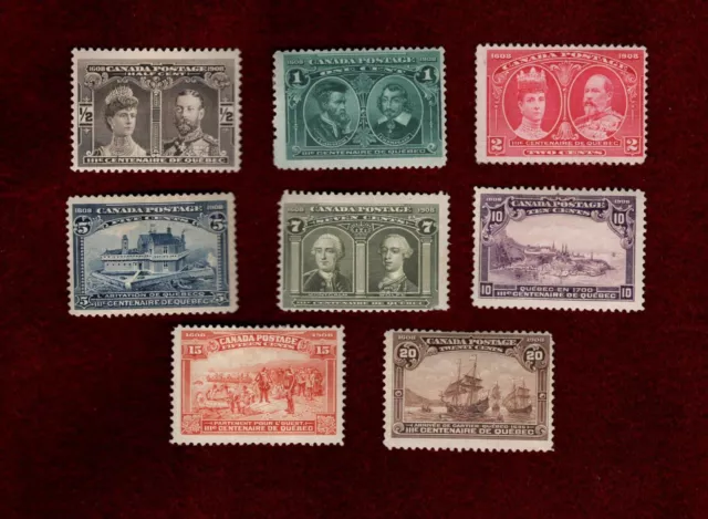 Canada Mint 1908 Quebec Tercentenary Issue Set Of Stamps Scott # 96 - 103