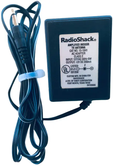 Radio Shack AC Adapter  12V DC Fits Amplified Indoor TV Antenna 15-1841 Tested