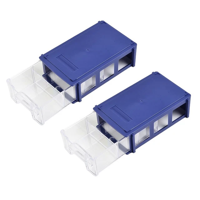Lot de 2 boîtes de rangement empilables peu encombrantes pour composants et out