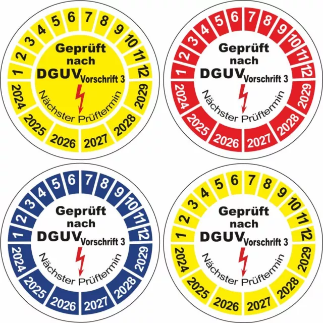 DGUV V3 Vorschrift 3 UVV Prüfplaketten 20mm Wartungsetiketten Aufkleber BGV D27